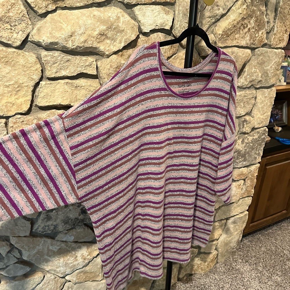 Torrid Striped Sweater in Purple and Gray